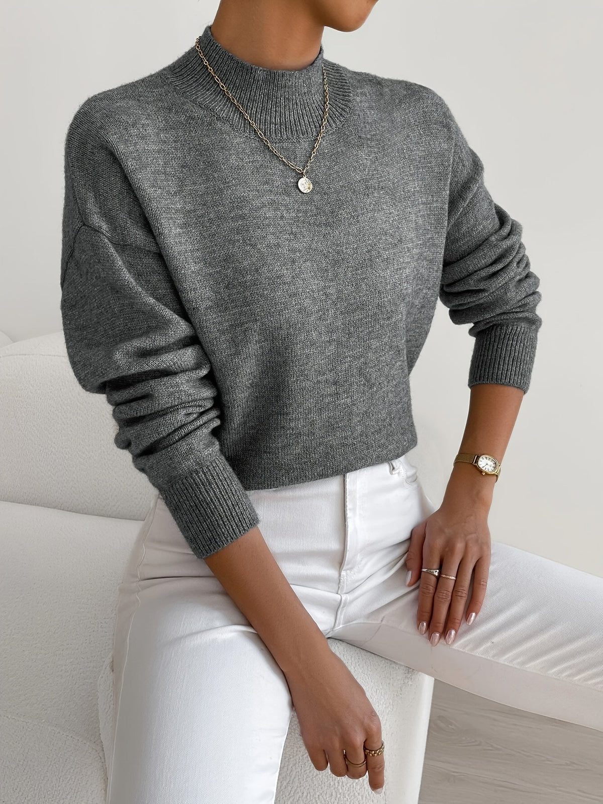 Helena | Knit Sweater with Stand Collar